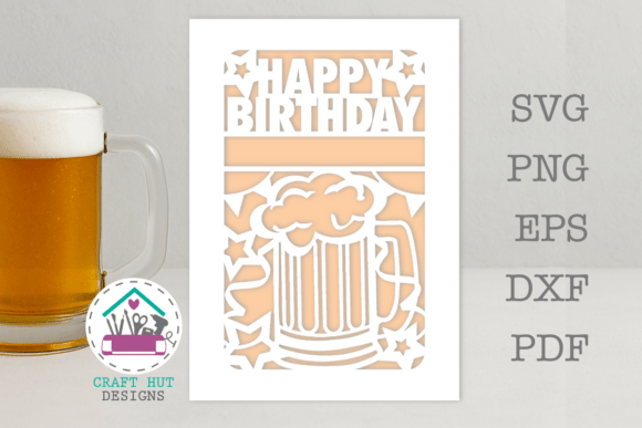 Happy Birthday Beer Tankard Mug SVG DXF for Crafters