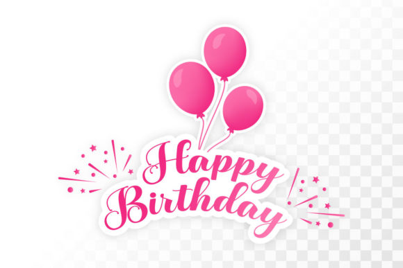 Happy Birthday Pink Sticker with Balloon: Your Go-To Festive Design Asset