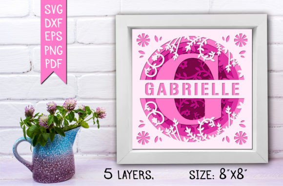 Stunning 3D Flower Split Monogram Shadow Box